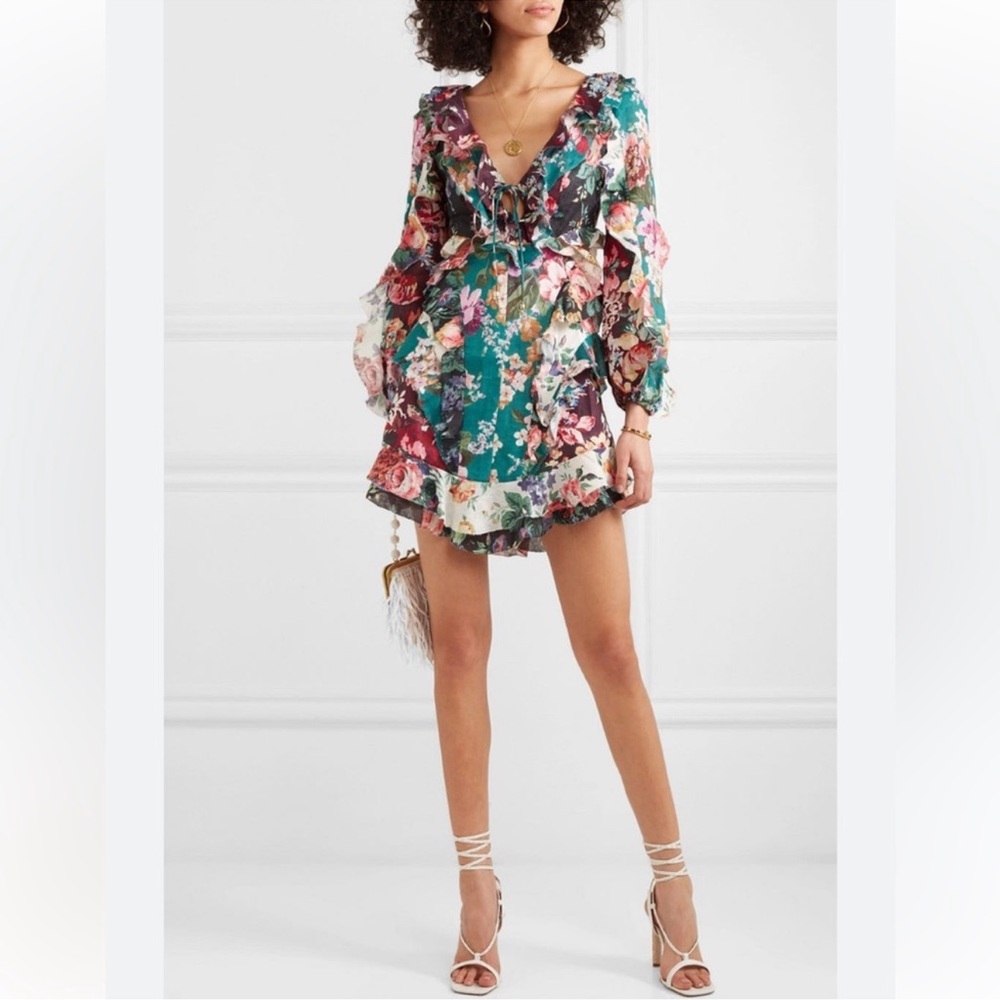 Zimmermann Allia Spliced Short Dress